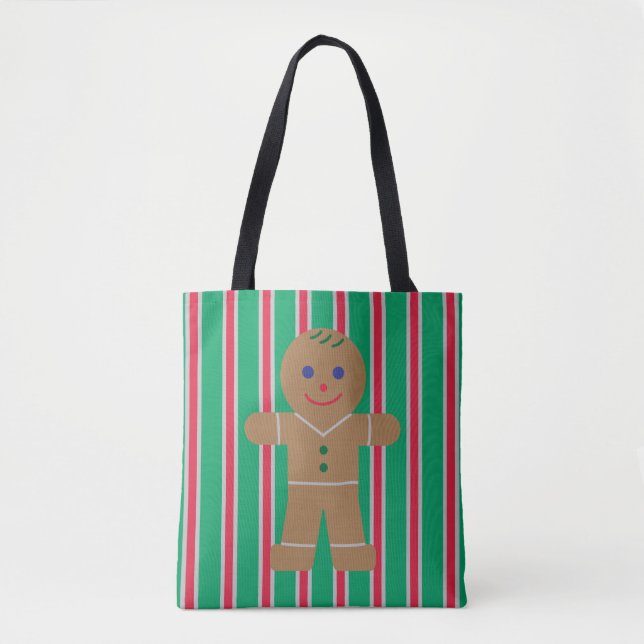 Fun and Fancy Christmas Gingerbread Man Tote Bag (Front)
