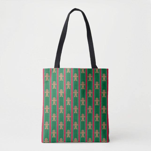 Fun and Fancy Christmas Gingerbread Man Tote Bag (Front)