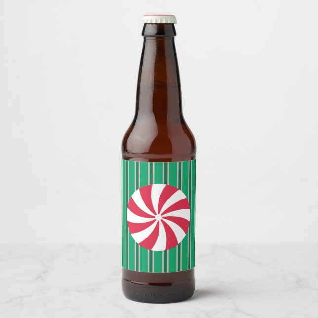 Fun and Fancy Christmas Peppermint Candy Beer Bottle Label (Front)