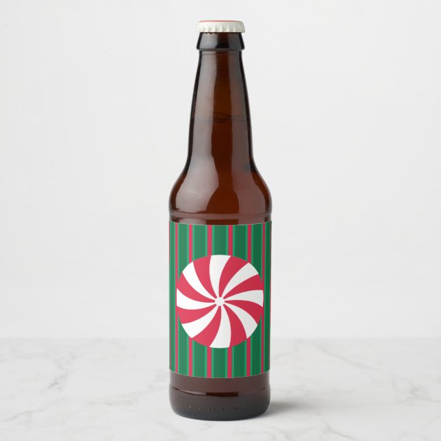 Fun and Fancy Christmas Peppermint Candy Beer Bottle Label (Front)