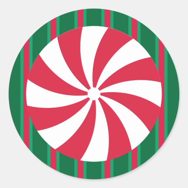 Fun and Fancy Christmas Peppermint Candy Classic Round Sticker (Front)