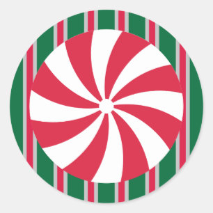 Fun and Fancy Christmas Peppermint Candy Classic Round Sticker