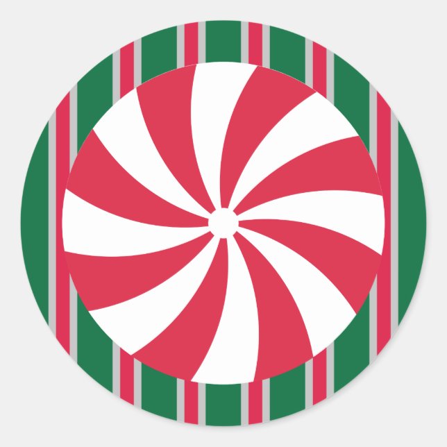 Fun and Fancy Christmas Peppermint Candy Classic Round Sticker (Front)