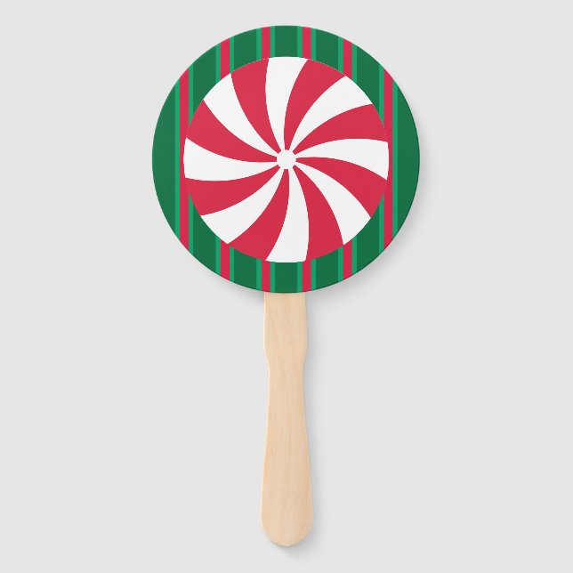 Fun and Fancy Christmas Peppermint Candy Hand Fan (Front)