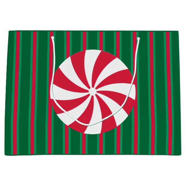 Fun and Fancy Christmas Peppermint Candy Large Gift Bag (Front)