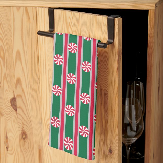 Fun and Fancy Christmas Peppermint Candy Tea Towel (Thirds Fold)