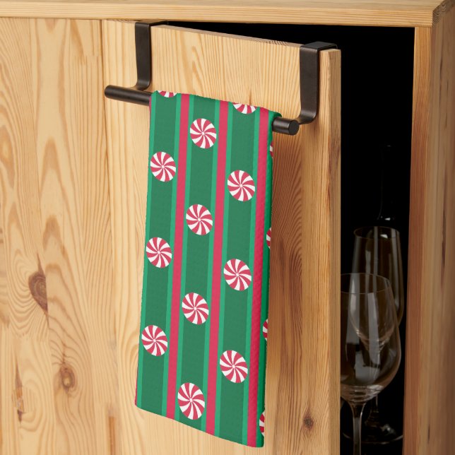 Fun and Fancy Christmas Peppermint Candy Tea Towel (Thirds Fold)