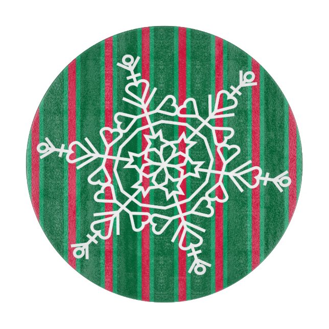 Fun and Fancy Christmas Snowflake Cutting Board (Front)