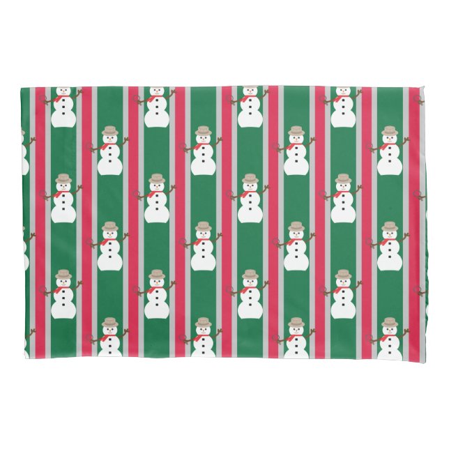 Fun and Fancy Christmas Snowman Detective Pillowcase (Front)