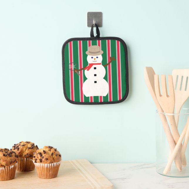 Fun and Fancy Christmas Snowman Detective Pot Holder (Insitu(Hanging))
