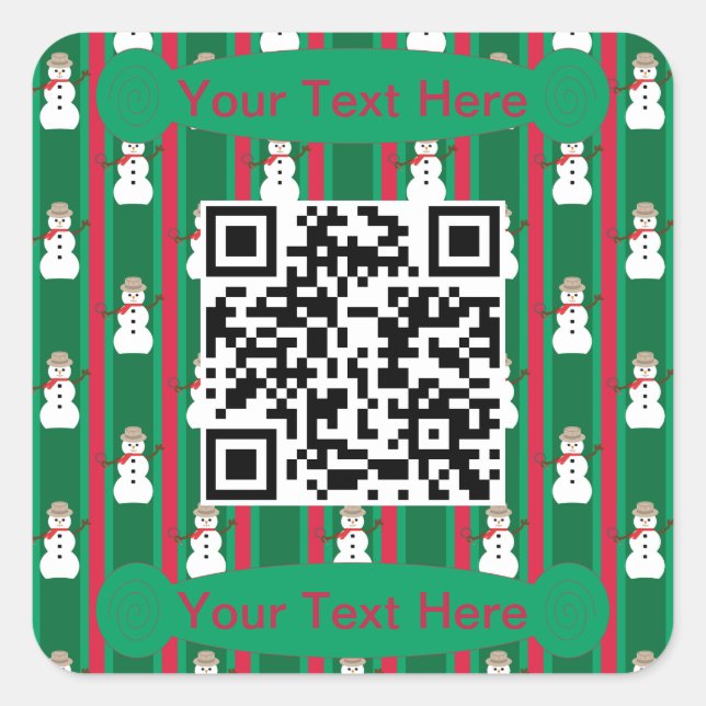 Fun and Fancy Christmas Snowman Detective QR Code Square Sticker (Front)