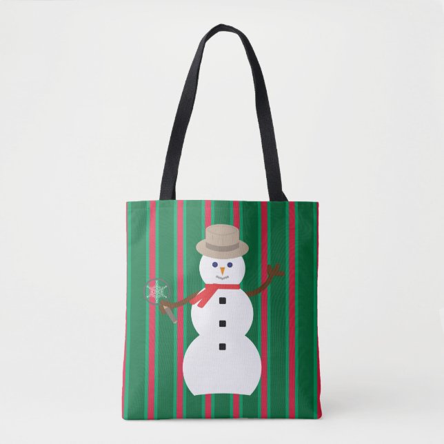 Fun and Fancy Christmas Snowman Detective Tote Bag (Front)
