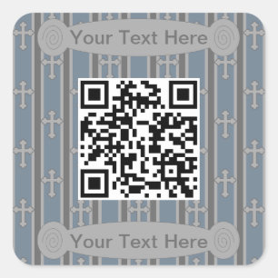 Fun and Fancy Cross QR Code Square Sticker