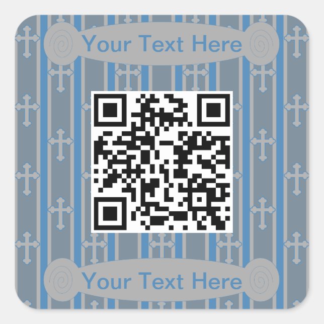 Fun and Fancy Cross QR Code Square Sticker (Front)