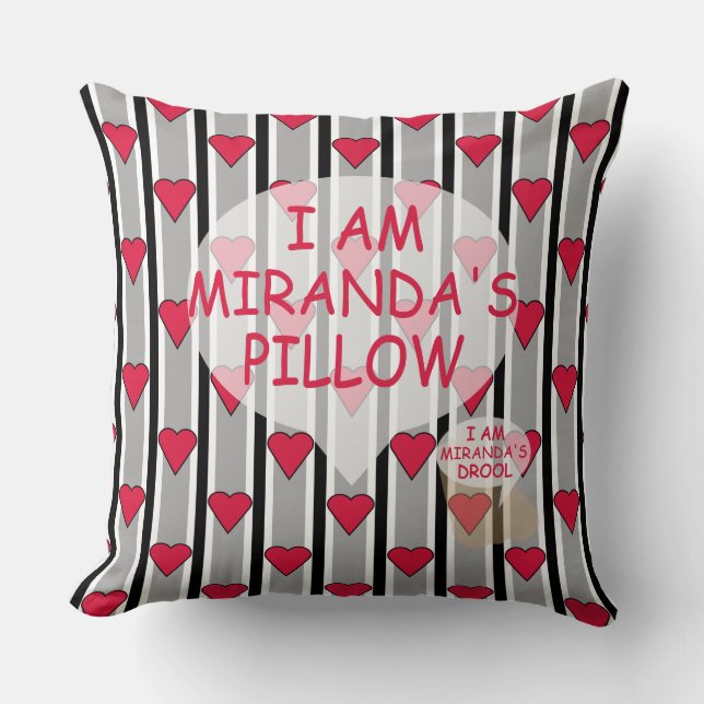 Fun and Fancy Customisable Heart Striped Cushion (Front)