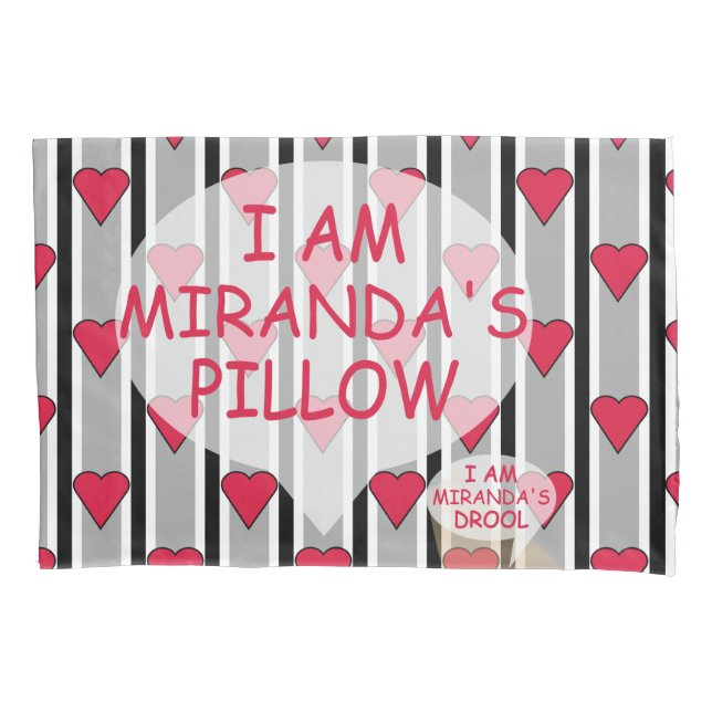 Fun and Fancy Customisable Heart Striped Pillowcase (Front)
