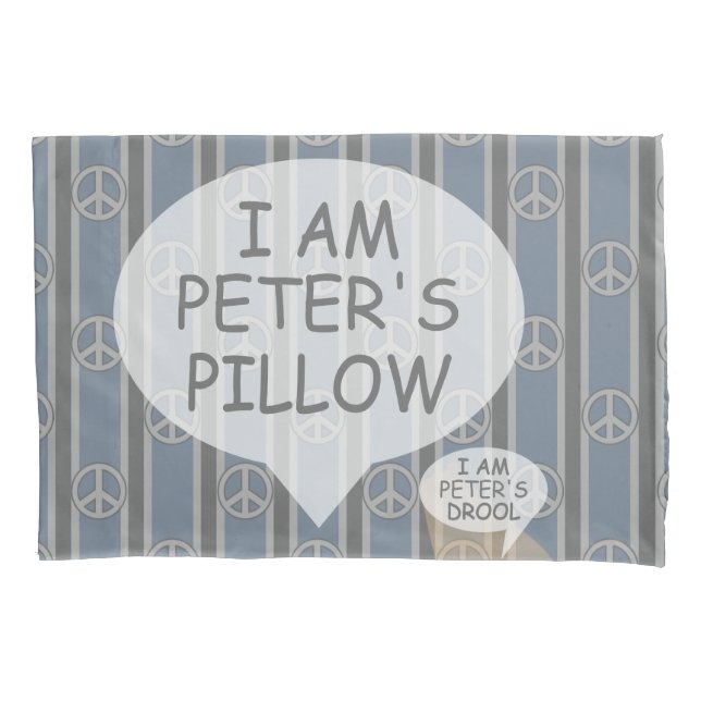 Fun and Fancy Customisable Peace Sign Striped Pillowcase (Front)