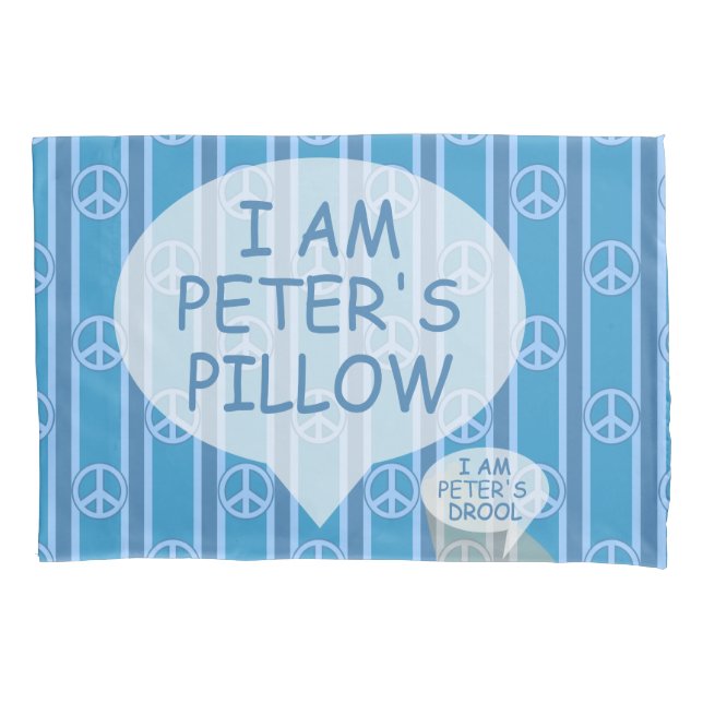 Fun and Fancy Customisable Peace Sign Striped Pillowcase (Front)