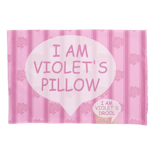 Fun and Fancy Customisable Puzzle Piece Striped Pillowcase (Front)