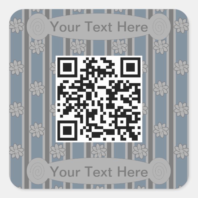 Fun and Fancy Flower QR Code Square Sticker (Front)