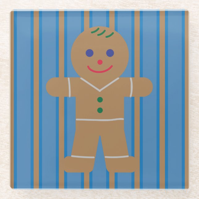 Fun and Fancy Gingerbread Man Glass Coaster (Front)