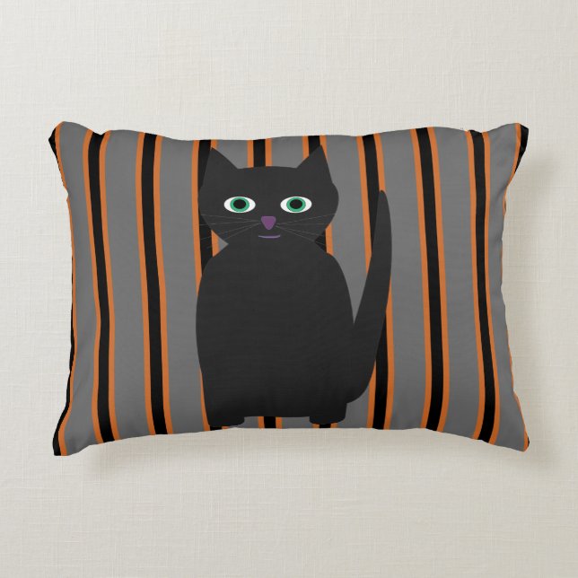 Fun and Fancy Halloween Black Cats Decorative Cushion (Front)