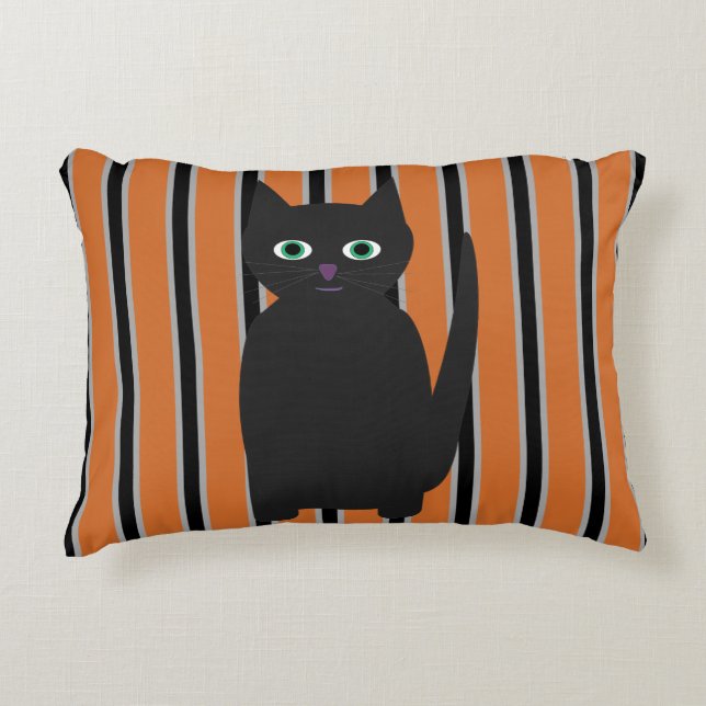 Fun and Fancy Halloween Black Cats Decorative Cushion (Front)