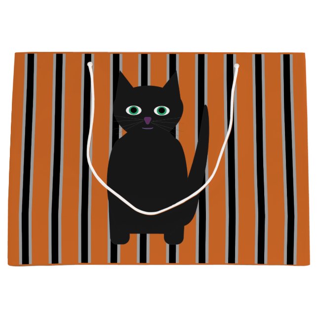 Fun and Fancy Halloween Black Cats Large Gift Bag (Front)