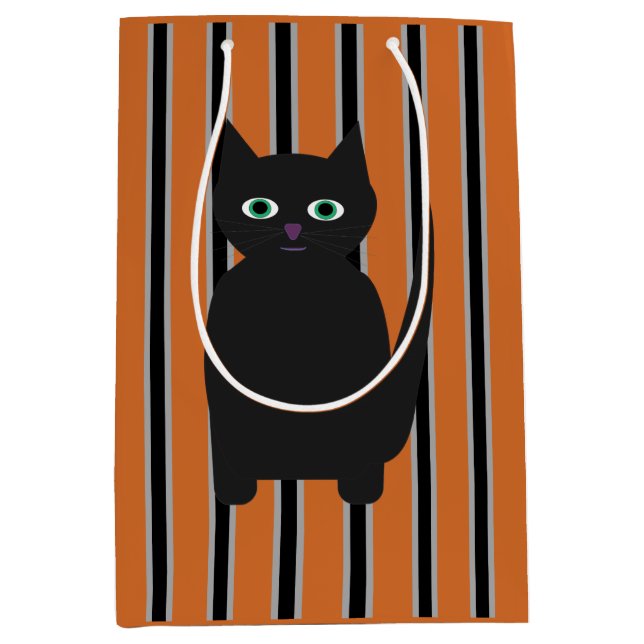 Fun and Fancy Halloween Black Cats Medium Gift Bag (Front)