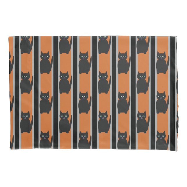 Fun and Fancy Halloween Black Cats Pillowcase (Front)