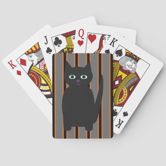 Fun and Fancy Halloween Black Cats Playing Cards (Back)