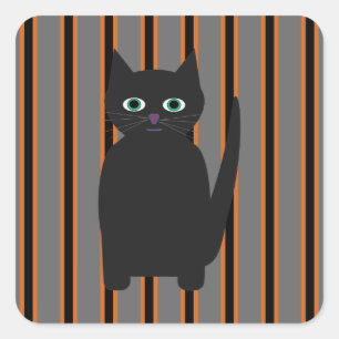 Fun and Fancy Halloween Black Cats Square Sticker