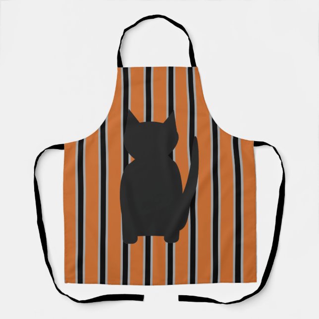 Fun and Fancy Halloween Black Silhouette Cats Apron (Front)