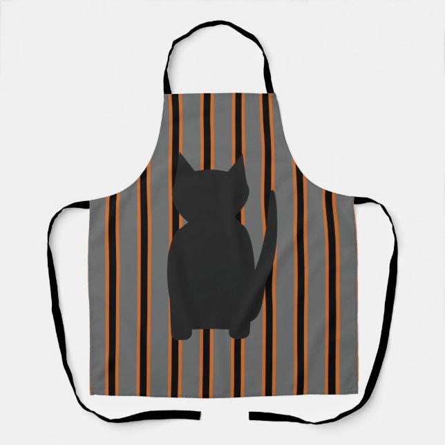 Fun and Fancy Halloween Black Silhouette Cats Apron (Front)
