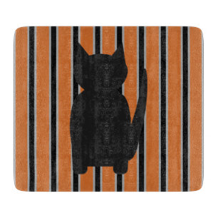 Fun and Fancy Halloween Black Silhouette Cats Cutting Board