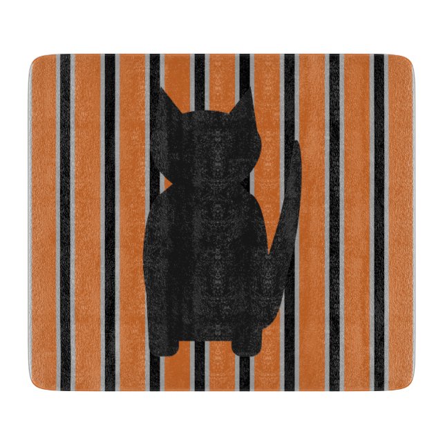 Fun and Fancy Halloween Black Silhouette Cats Cutting Board (Front)