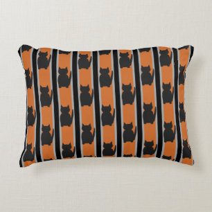 Fun and Fancy Halloween Black Silhouette Cats Decorative Cushion