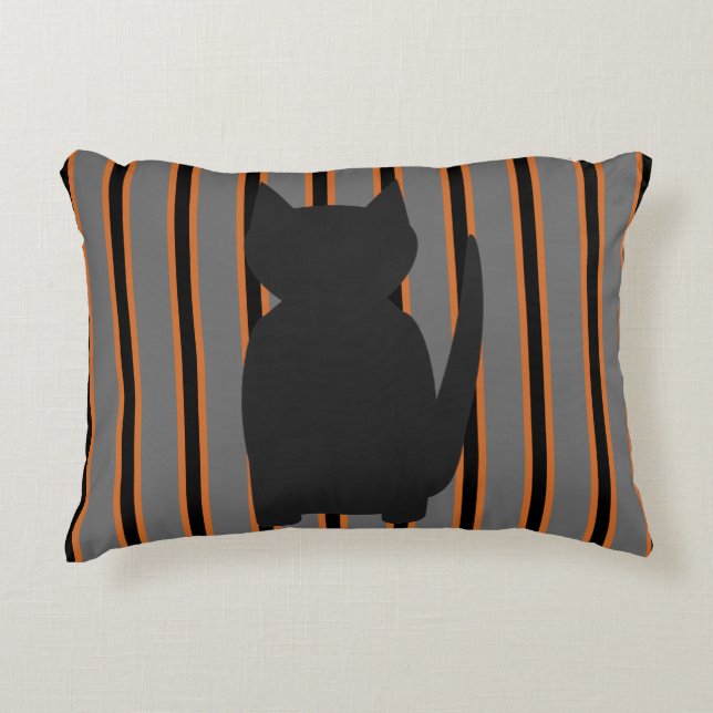 Fun and Fancy Halloween Black Silhouette Cats Decorative Cushion (Front)