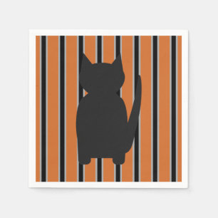 Fun and Fancy Halloween Black Silhouette Cats Napkin