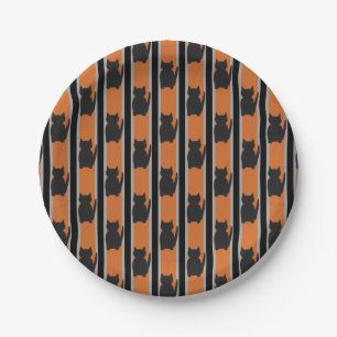 Fun and Fancy Halloween Black Silhouette Cats Paper Plate