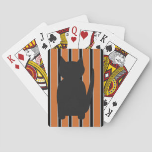 Fun and Fancy Halloween Black Silhouette Cats Playing Cards