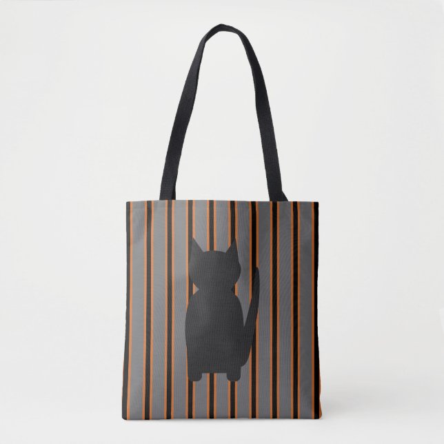 Fun and Fancy Halloween Black Silhouette Cats Tote Bag (Front)