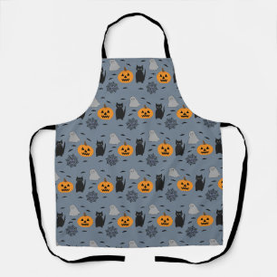 Fun and Fancy Halloween Cat Ghost Pumpkin Web Apron