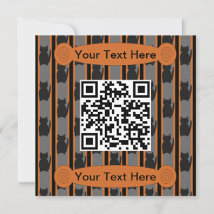 Fun and Fancy Halloween Cat Silhouette QR Code Invitation