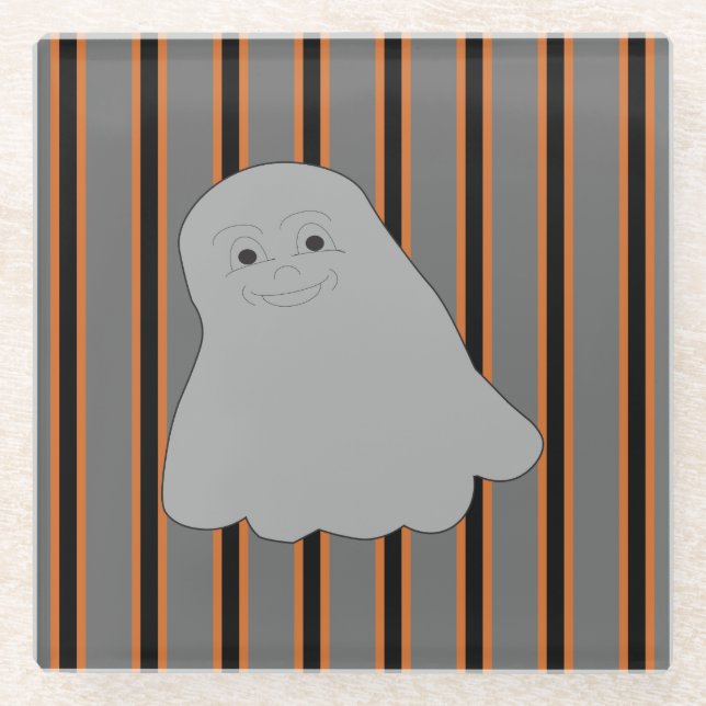 Fun and Fancy Halloween Ghosts Glass Coaster (Front)