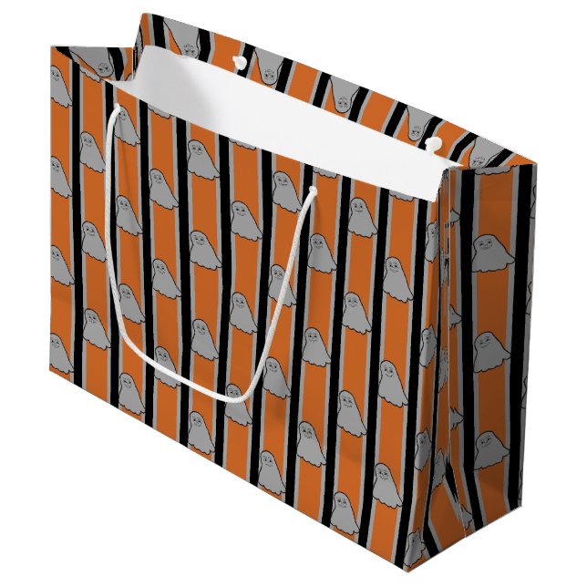 Fun and Fancy Halloween Ghosts Large Gift Bag (Front Angled)