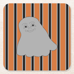 Fun and Fancy Halloween Ghosts Square Paper Coaster