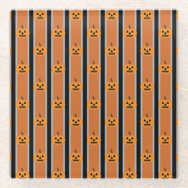 Fun and Fancy Halloween Pumpkins Glass Coaster (Front)