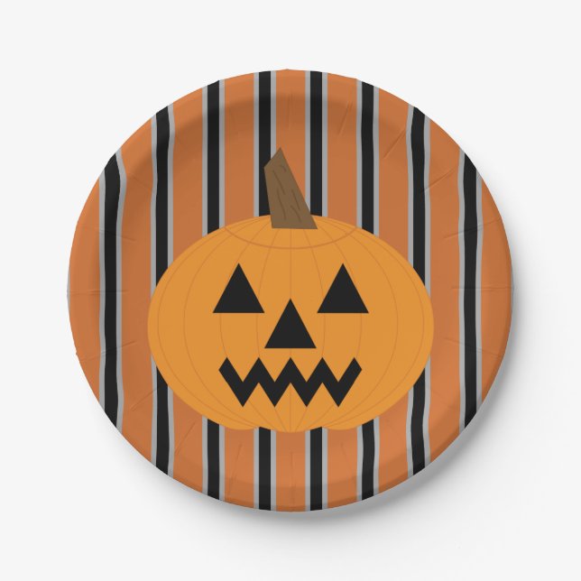 Fun and Fancy Halloween Pumpkins Paper Plate (Front)