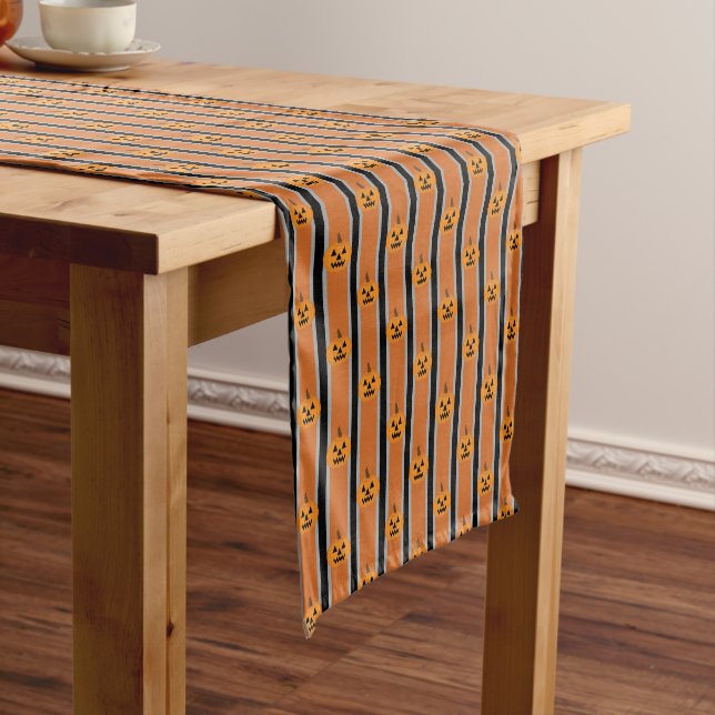 Fun and Fancy Halloween Pumpkins Short Table Runner (In Situ)